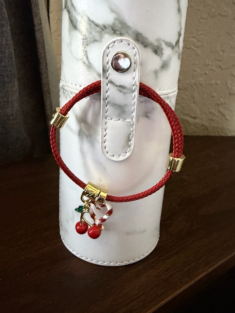 Kids Red Cherry Charm Bracelet